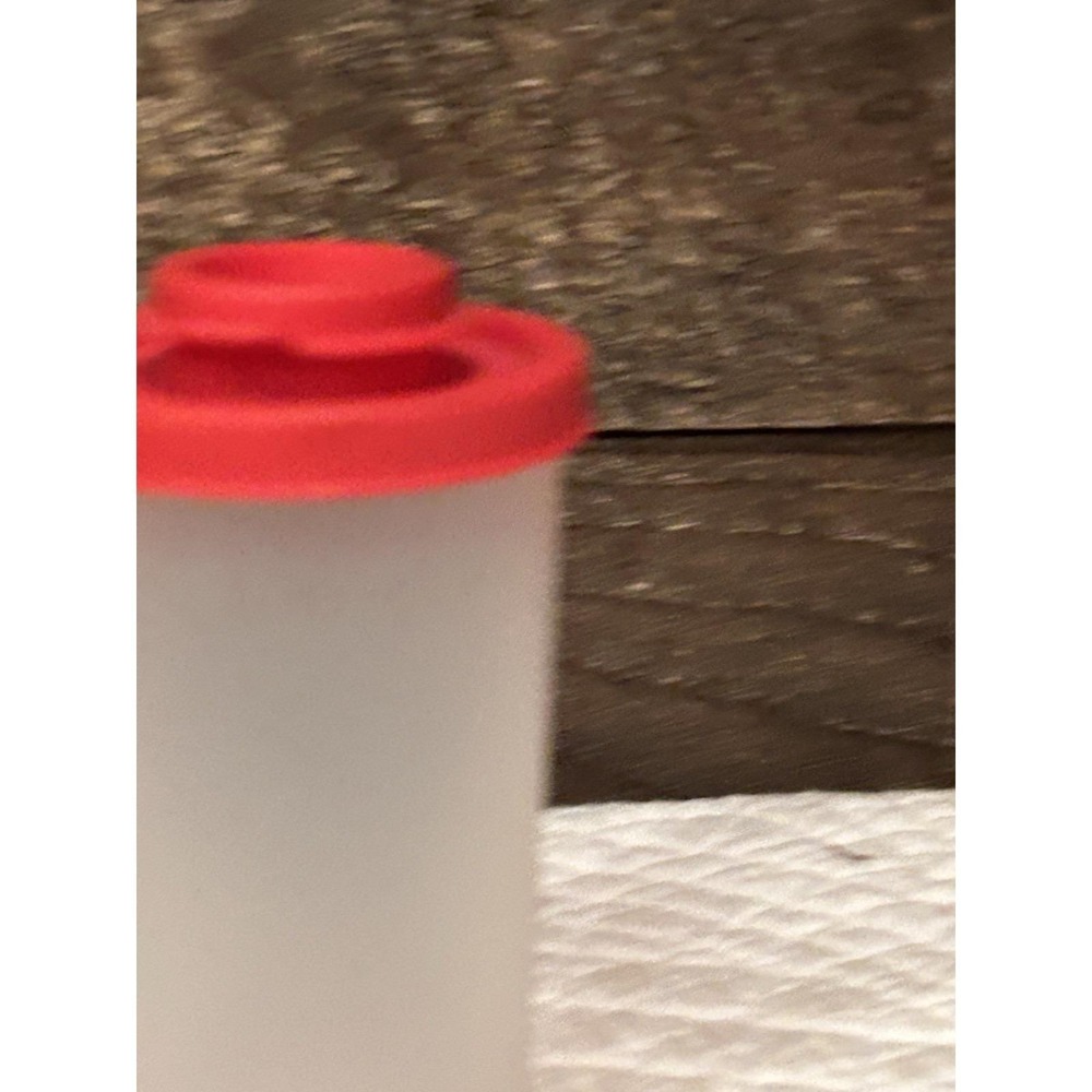 VTG Tupperware Red Clear‎ Salt Pepper Spice Shaker #102-16